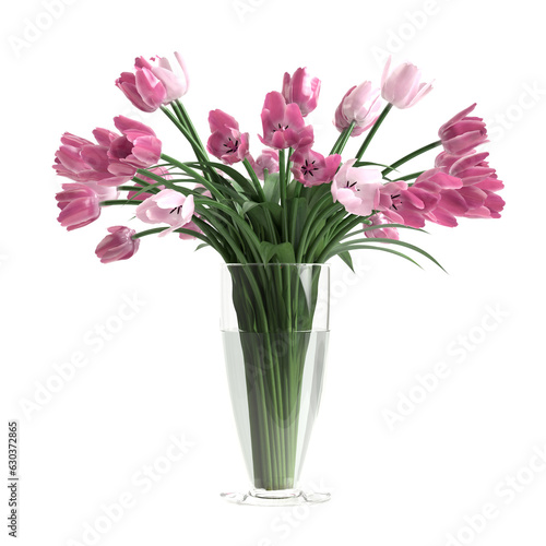 3d illustration of flower vase decor isolated on transparent background
