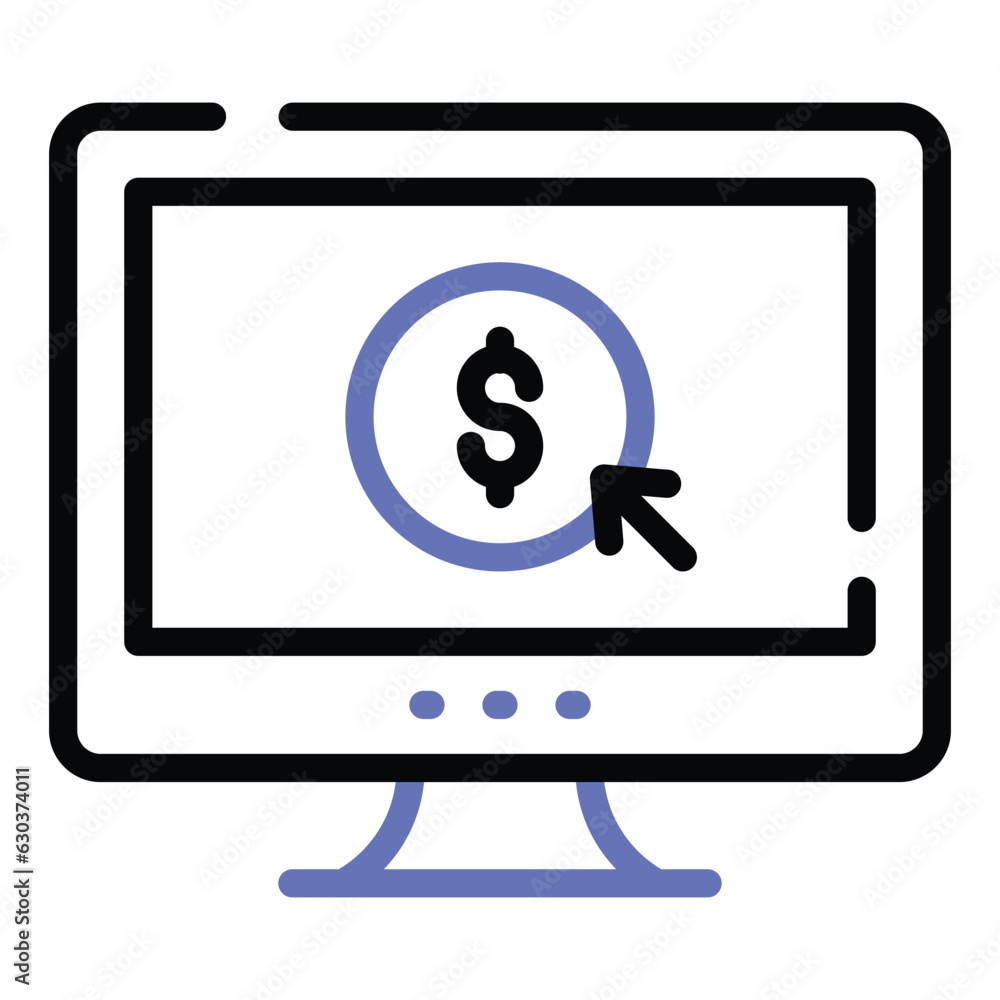 Dollar coin inside with pointing arrow concept vector of pay per click, Ppc design Dollar coin inside with pointing arrow concept vector of pay per click, Ppc design