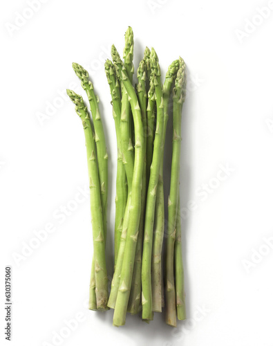 Fresh Asparagus bunch isolated flat lay on white background