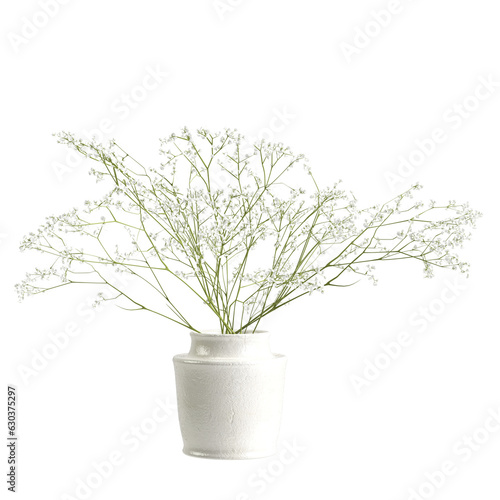 3d illustration of flower vase decor isolated on transparent background