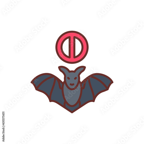 Bat Prohibition icon in vector. Illustration