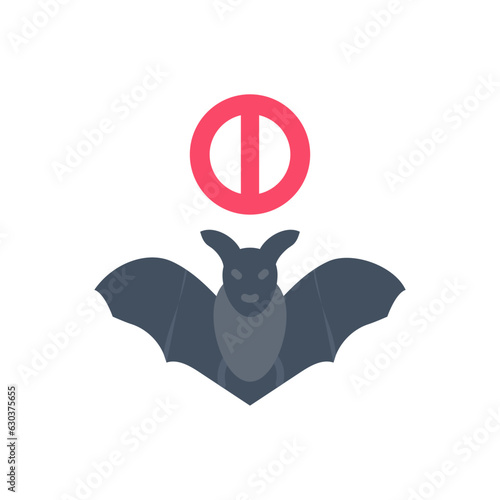 Bat Prohibition icon in vector. Illustration