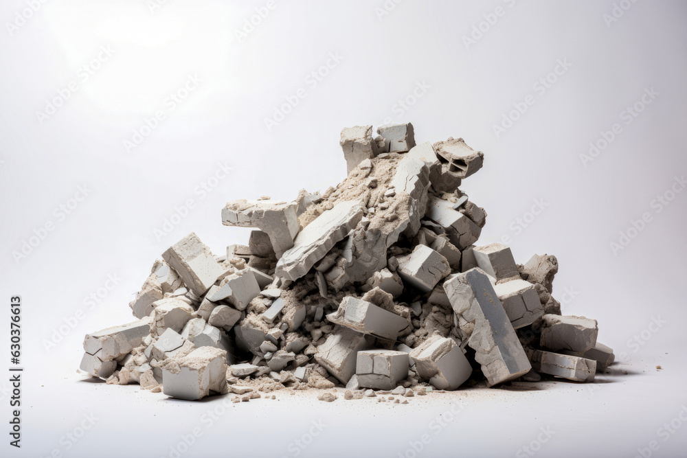 group of rubble on a white background. - obrazy, fototapety, plakaty 