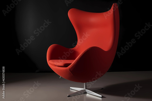 Arne Jacobsen Egg Chair - Denmark - A mid-century modern lounge chair designed by Danish architect and designer Arne Jacobsen, featuring a curved shell-like seat and swivel base (Generative AI)