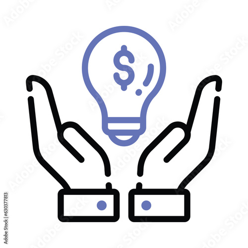 Dollar inside bulb depicting innovative idea, financial idea icon design