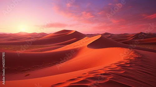 A mesmerizing sunset over the Sahara desert. Wallpaper concept. Generative AI.