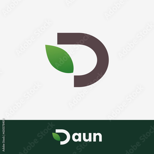 Initial D nature logo identity With Leaf Icon. Simple leaf Letter D organic logo for vegetable oil, healthy food and brand identity