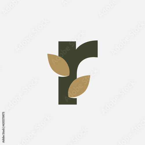 Letter r tree logo identity. Simple initial r log nature organic logo