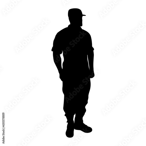 Soldier stand in attention vector silhouette image