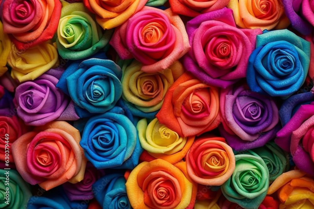 A Mesmerizing Array of Colorful Rose Blossoms in Full Bloom - AI generated A Mesmerizing Array of Colorful Rose Blossoms in Full Bloom - AI generated