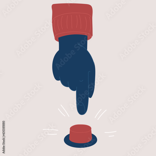 Vector illustration of Hand shows the forefinger. Indexfinger is about to press the button first