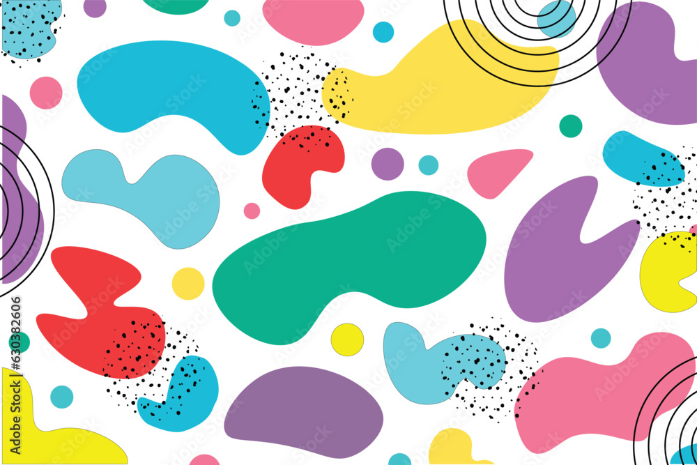 Flat abstract funky color doodle pattern