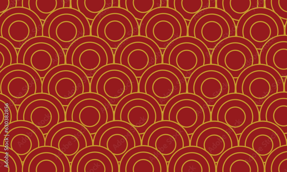 Golden Circle Pattern on Red Background Golden Circle Pattern on Red Background