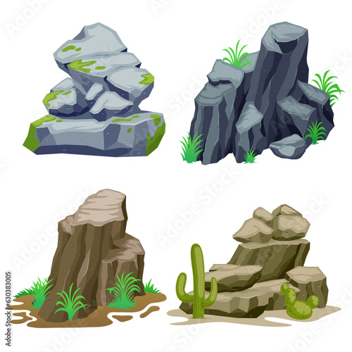 Old stone Illustration collection set with different texture