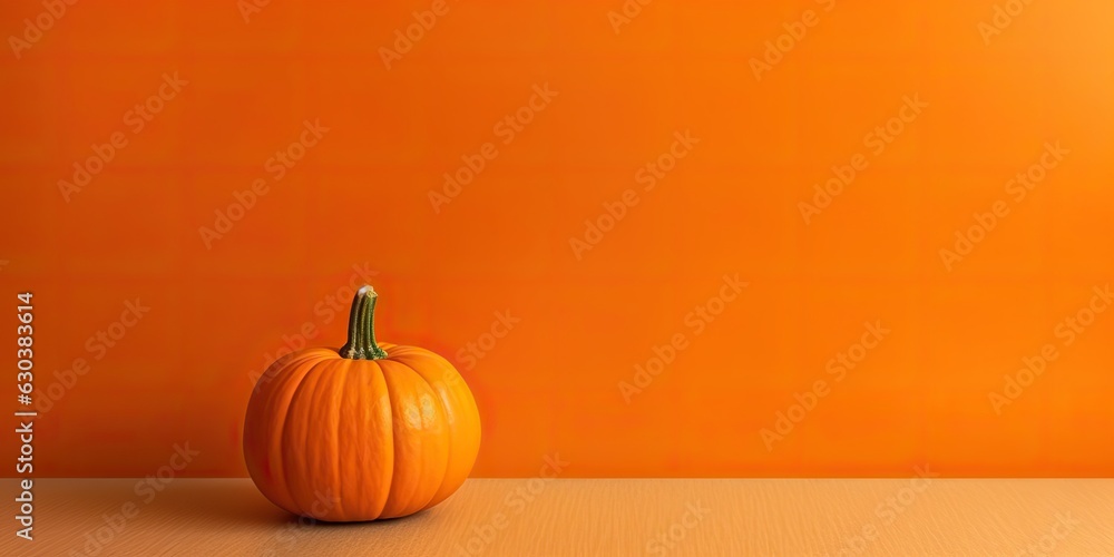 AI Generated. AI Generative. Orange pumpkin at wall mock up background decoration. Halloween thanksgiving holiday america. Graphic Art AI Generated. AI Generative. Orange pumpkin at wall mock up background decoration. Halloween thanksgiving holiday america. Graphic Art