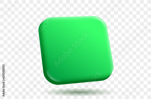 Vector 3d render button background banner. Green gradient app icon on transparent background Perspective rounded rectangle shape for web and mobile applications Round corners graphic symbol
