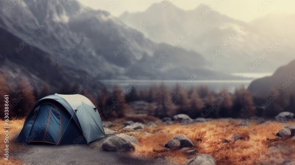 Outdoor camping background. Copy space.