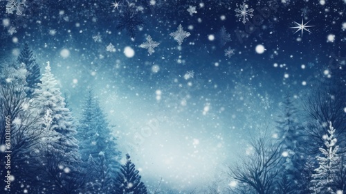 Abstract winter background with snowflakes and bokeh. © vlntn