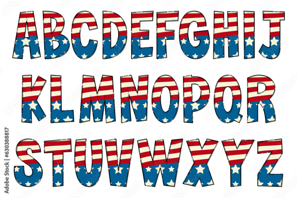 Handcrafted Pride of America Letters. Color Creative Art Typographic Design