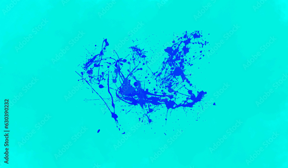 Fototapeta premium Top view, Abstract texture of paint splash brushes blue color isolated cyan background for design stock photo, vector multicolor paint, ink brush stroke, texture, illustration