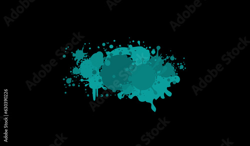 Top view  Abstract texture of paint splash brushes cyan color isolated black background for design stock photo  vector multicolor paint  ink brush stroke  texture  illustration