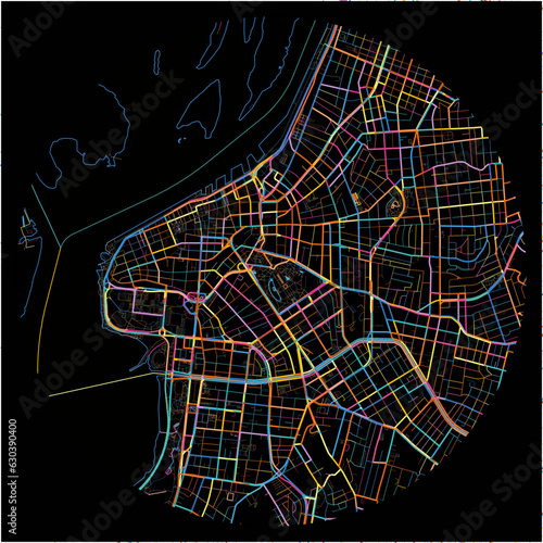 Colorful Map of PortoAlegre with all major and minor roads. photo