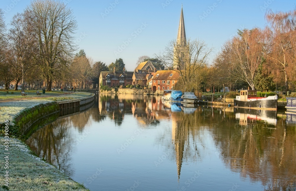 Landscape of the Abingdon on Thames in winter in England