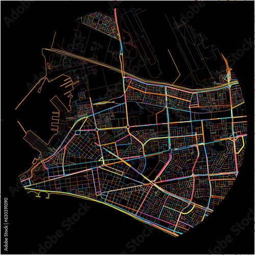 Colorful Map of Callao with all major and minor roads.