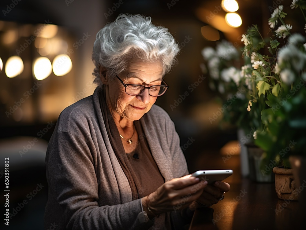 Embracing Ageless Technology: Elderly Lady Thrives with her Smartphone Embracing Ageless Technology: Elderly Lady Thrives with her Smartphone