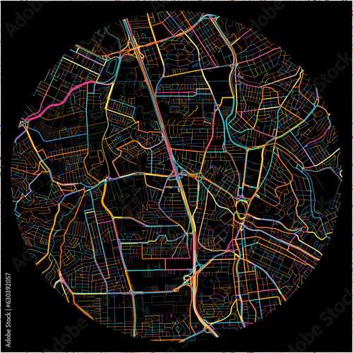 Colorful Map of SaoBernardodoCampo with all major and minor roads.