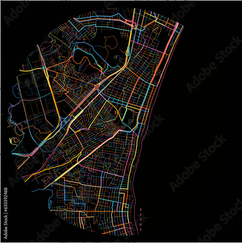 Colorful Map of JaboataodosGuararapes with all major and minor roads.