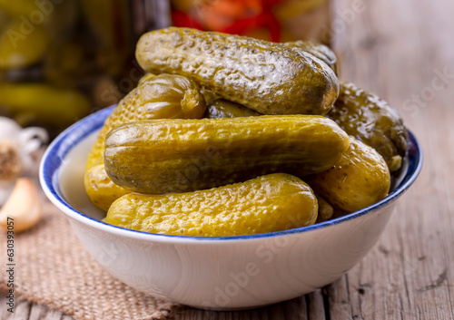 Plate of gherkins, pickled ...