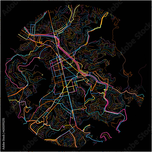 Colorful Map of JuizdeFora with all major and minor roads.