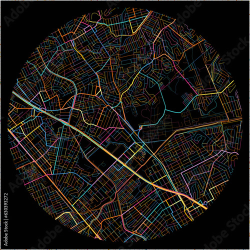 Colorful Map of BelfordRoxo with all major and minor roads.