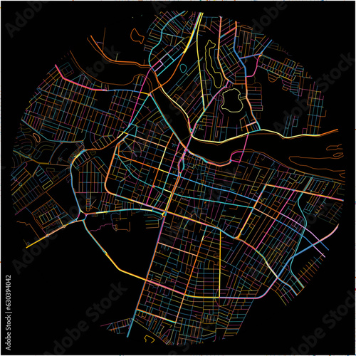 Colorful Map of CamposdosGoytacazes with all major and minor roads.