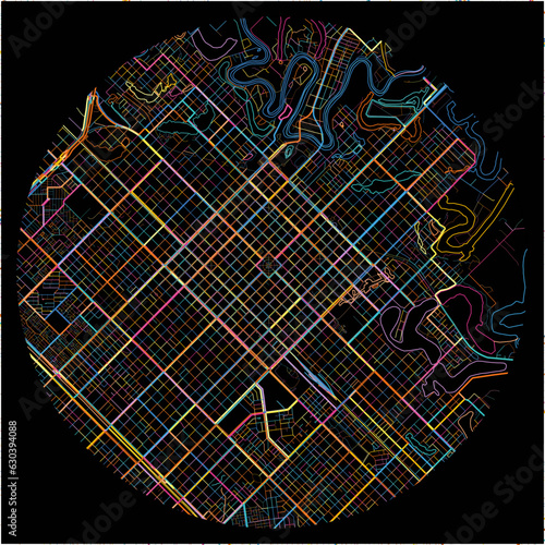 Colorful Map of Resistencia with all major and minor roads.