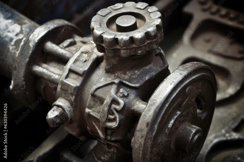 Close-up shot of an industrial valve handle, with its worn texture and intricate design showcasing the amount of use and importance of the tool