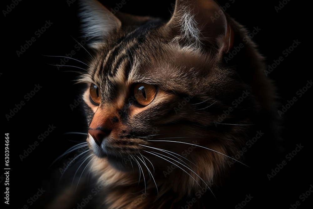 black cat portrait. Generative AI.