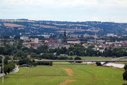 View over the valley of Elbe river in Dresden, Germany photo