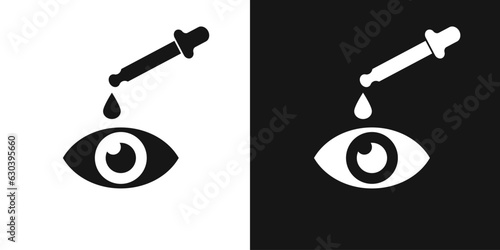 Eye drops vector icon. Eye and pipette, medical drops sign