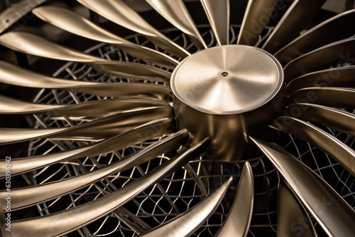 Close-up of the intricate blades of an industrial-scale evaporator fan, used in HVAC systems for heat transfer and air circulation