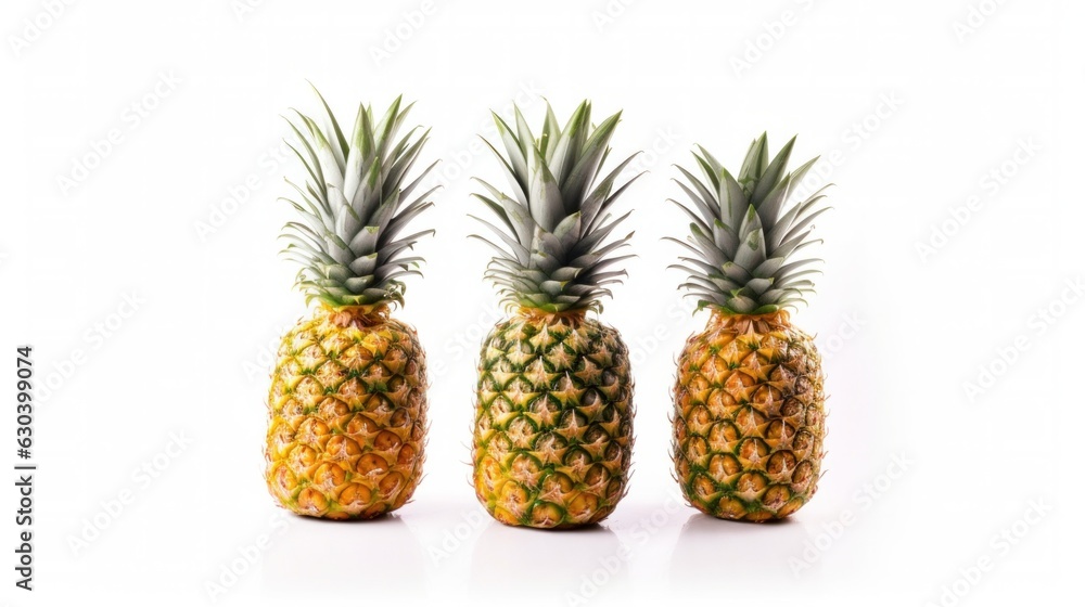 Three pineapples isolated on white background. Three pineapples isolated on white background.
