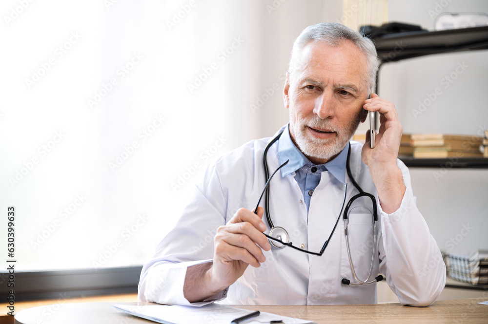 man doctor talking with patient by smartphone man doctor talking with patient by smartphone