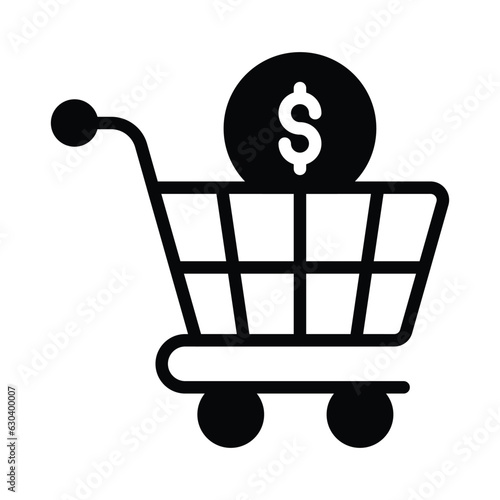 Shopping cart with dollar denoting concept vector of shopping