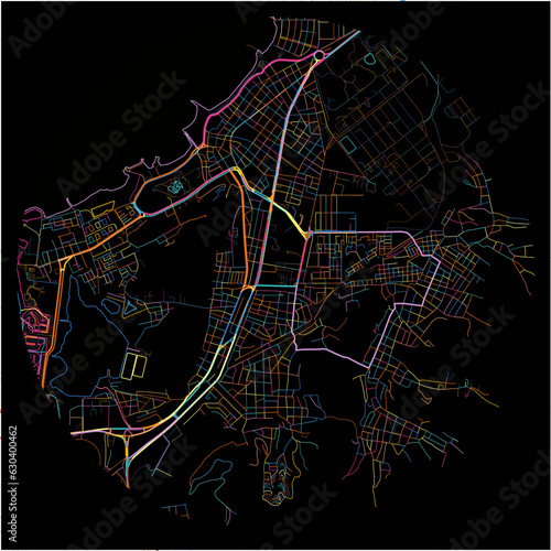 Colorful Map of PuertoLaCruz with all major and minor roads.