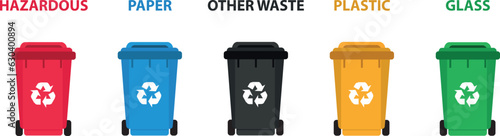 Iconos de Cubos de basura reciclable. Vector photo