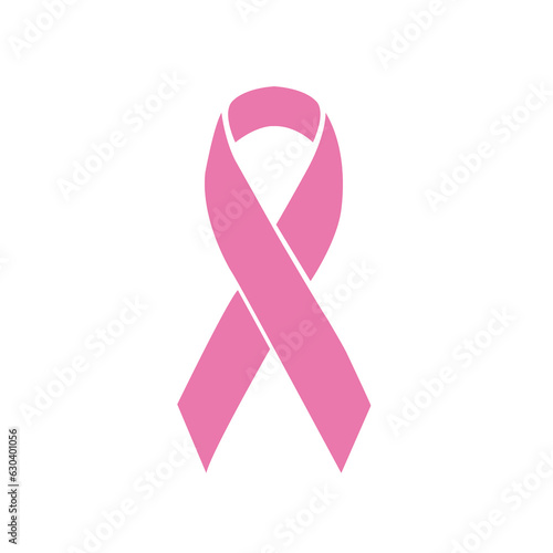Icono de un lazo rosa sobre un fondo blanco liso y aislado. Vista de frente y de cerca. Copy space photo