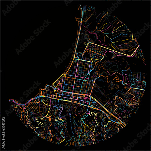 Colorful Map of VinadelMar with all major and minor roads.