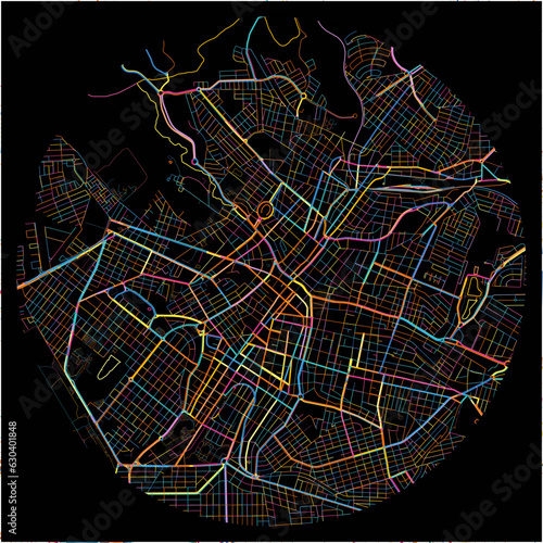 Colorful Map of Uberaba with all major and minor roads.