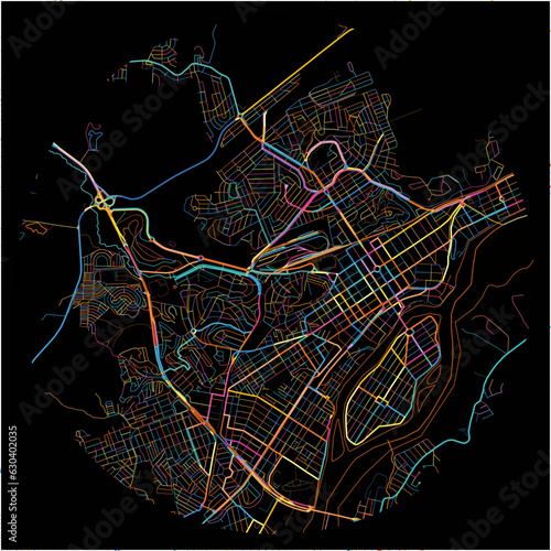 Colorful Map of GovernadorValadares with all major and minor roads.